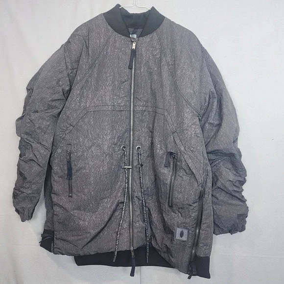 Free People Movement Bomber Jacket Black Primaloft Ruched Oversized Women's Sz M - Picture 3 of 7